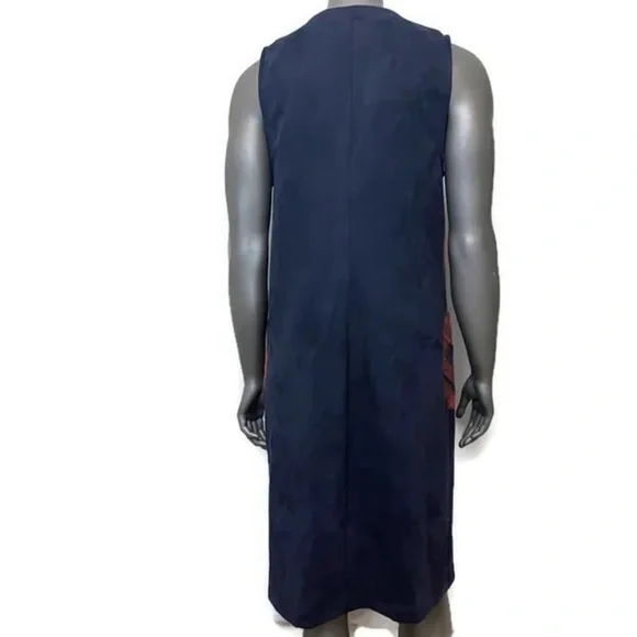 BCBGenerstion Buffalo Plaid Vest Duster Womens M Sleeveless Red Blue Western - Picture 2 of 10